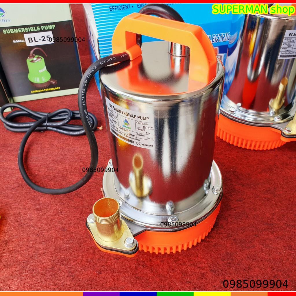 Bơm tỏm thả bơm chìm vỏ nhựa ắc quy, bơm thoát nước xả - Máy Bơm chìm inox dùng điện DC 12V 24V công suất 180W