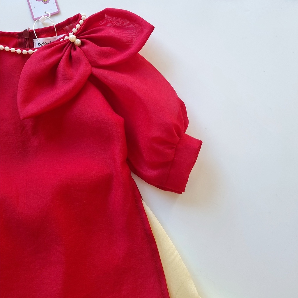 Set Áo dài cách tân cho Bé gái OLIS Baby House, đồ sơ sinh bé gái, vải lụa cao cấp, size 5 - 29kg