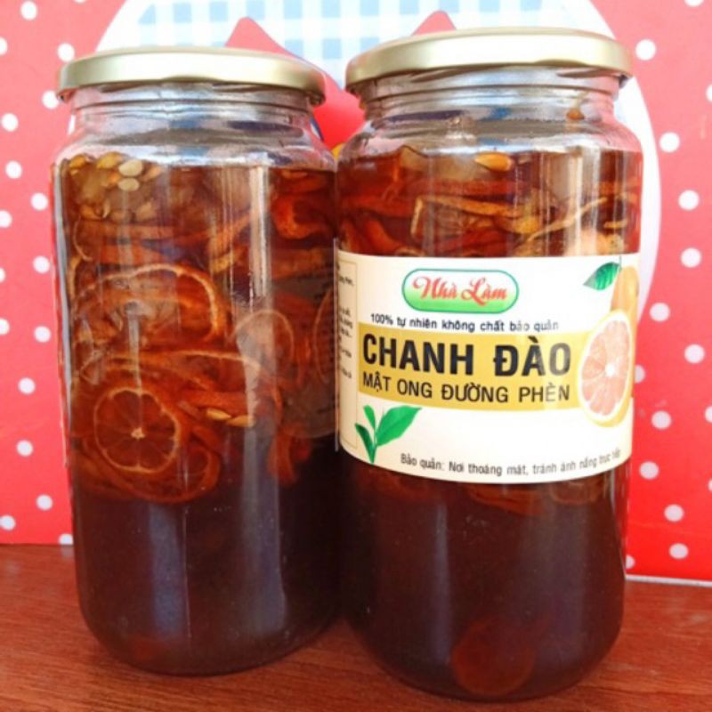 [Giá tốt] Combo 2 hũ chanh đào ngâm mật ong đường phèn 1000ml