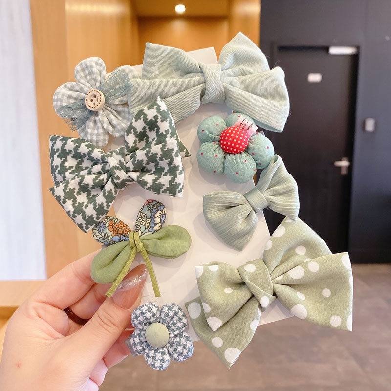 Set 6/ 7/ 8 kẹp tóc hình nơ phong cách Hàn Quốc dành cho bé gái
