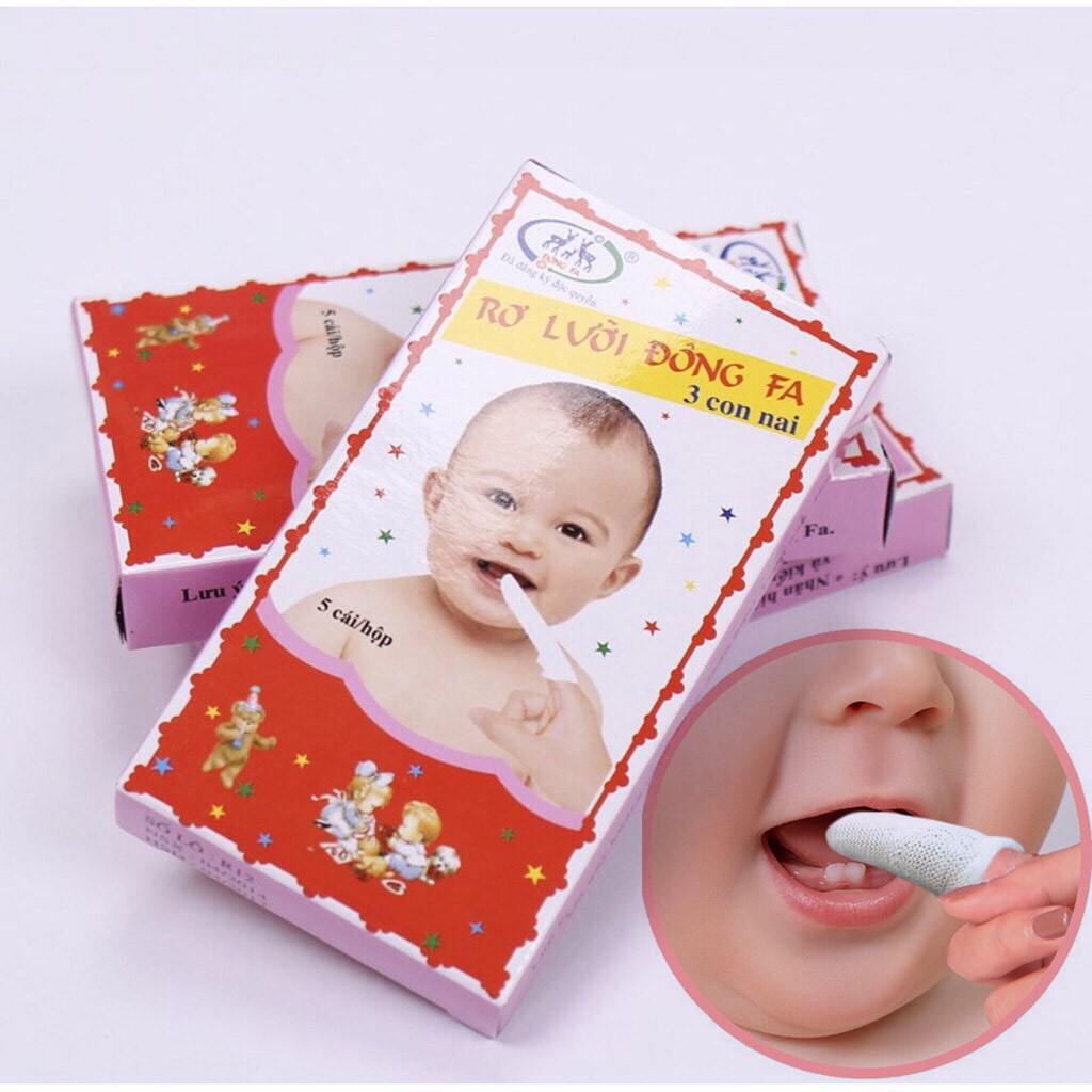 Gặc rơ lưỡi đông pha vệ sinh răng miệng cho bé sơ sinh, rơ lưỡi hộp 5 miếng - Jamiebaby chăm sóc trẻ sơ sinh