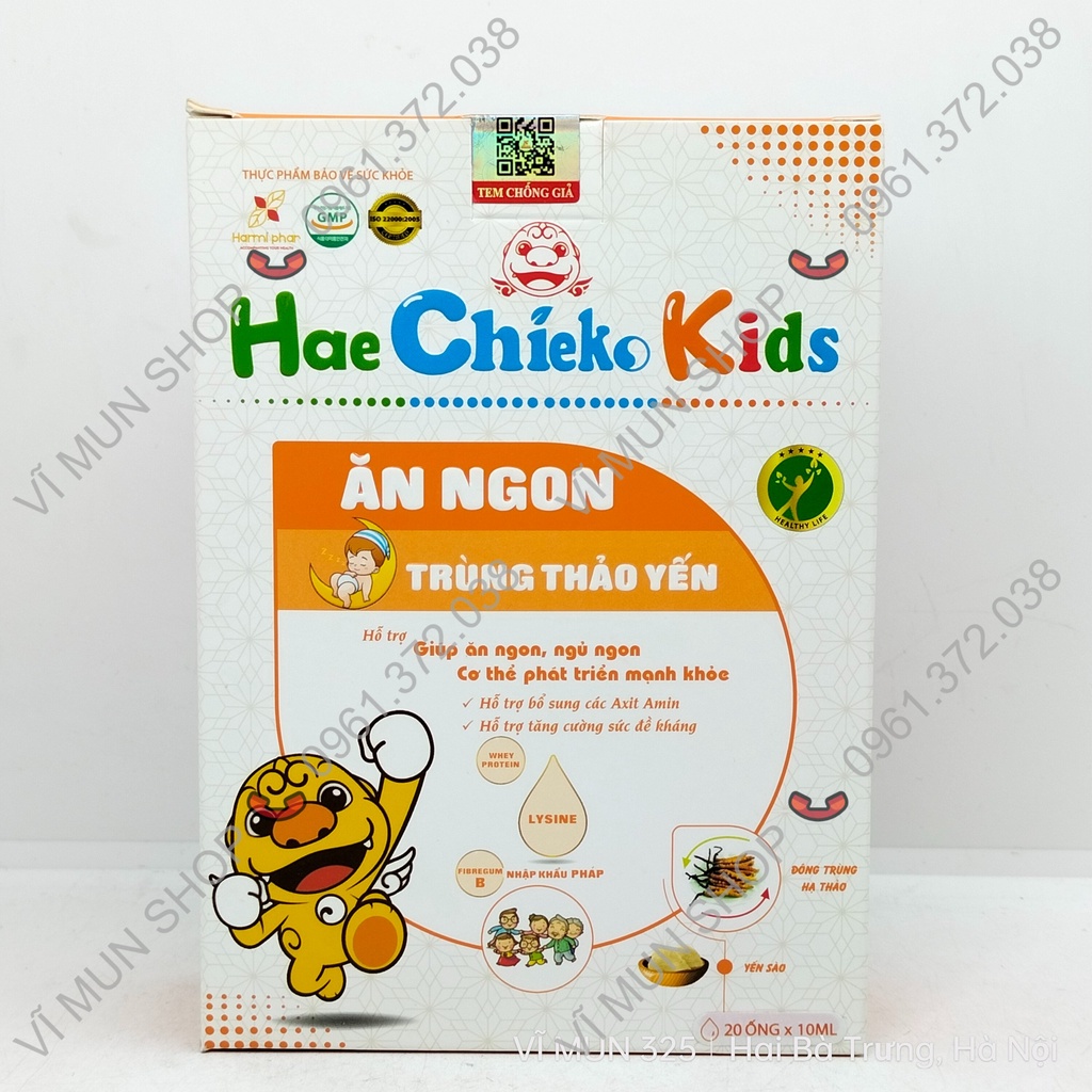Hae Chieko Kids Ăn Ngon Trùng Thảo Yến hộp 20 ống