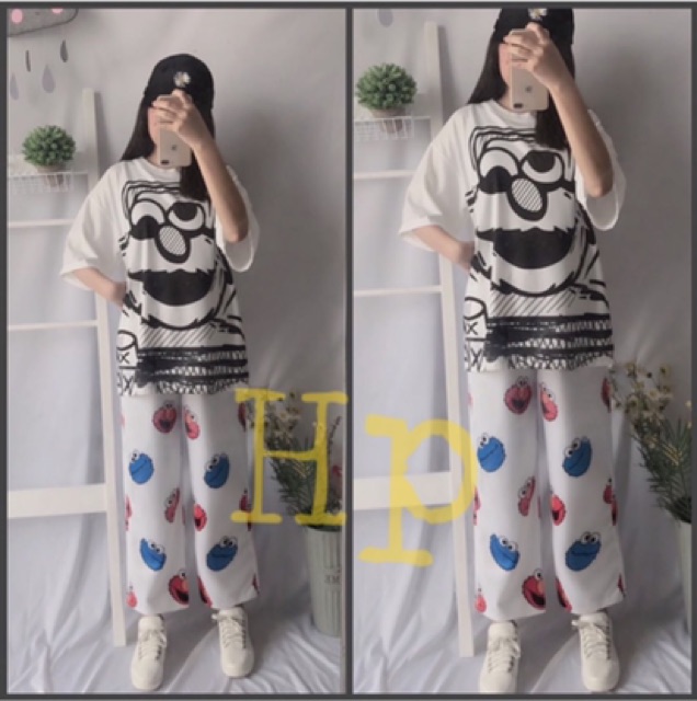 Sét thú màu trắng + quần dài hình THB628