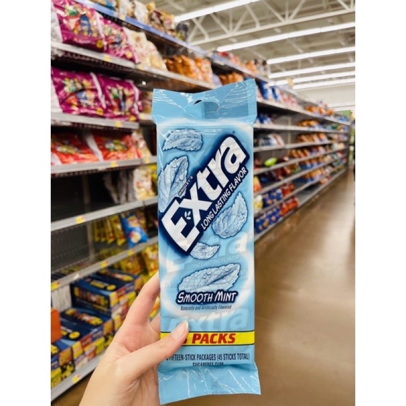Kẹo cao su nhai không đường bạc hà cực mịn gói 15 miếng của Mỹ
