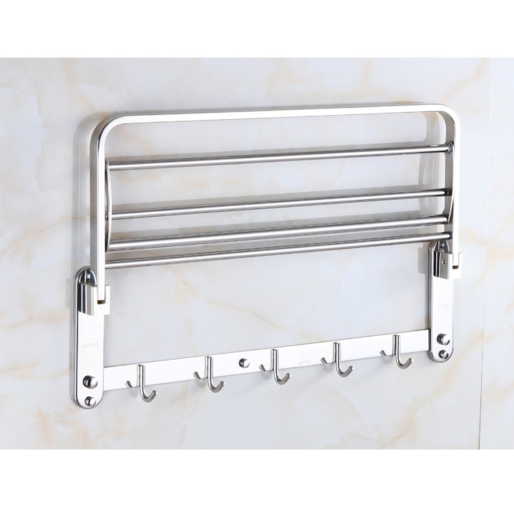 Thanh vắt khăn 2 tầng inox 304 cao cấp không gỉ MKT-05C TẶNG KÈM BỘ VÍT GẮN TƯỜNG