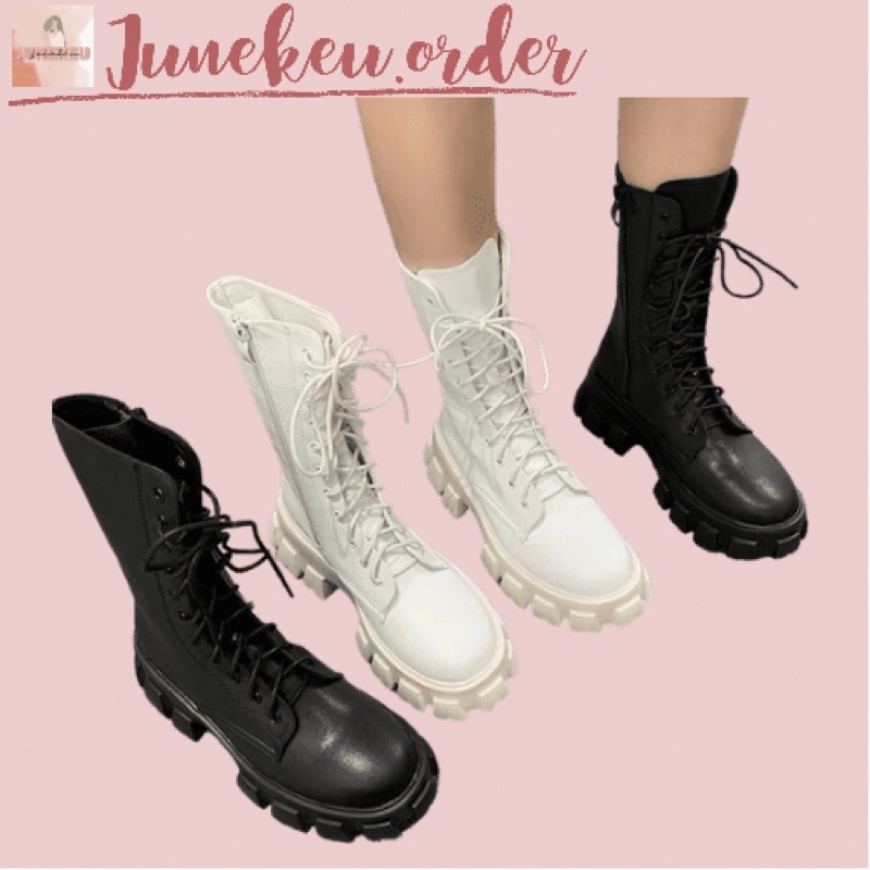 GIÀY Bốt nữ boot OXFORD ULZZANG CAO CỔ BUỘC DÂY ĐẾ CAO 5CM - ảnh thật ở cuối -  đế răng cưa