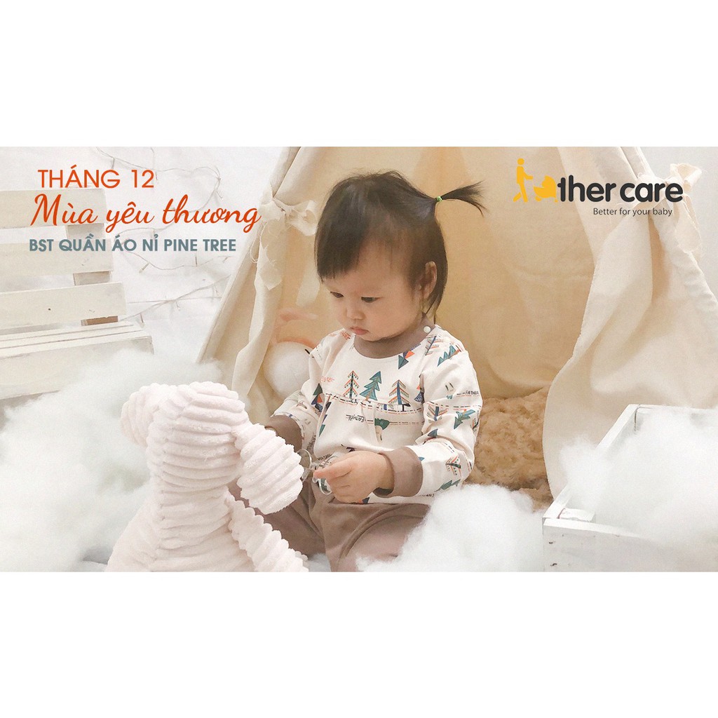 Bộ QA bé gái FatherCare Nhún ngực nỉ DT - Thỏ &amp; Cây (HT - Trơn) FC890