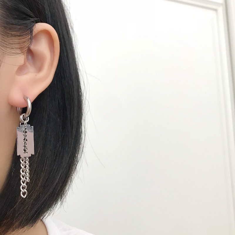 1 Khuyên Tai Tròn Dạng Xích Dài Bằng Thép Không Gỉ Phong Cách Punk Hip Hop Dành Cho Nam Và Nữ