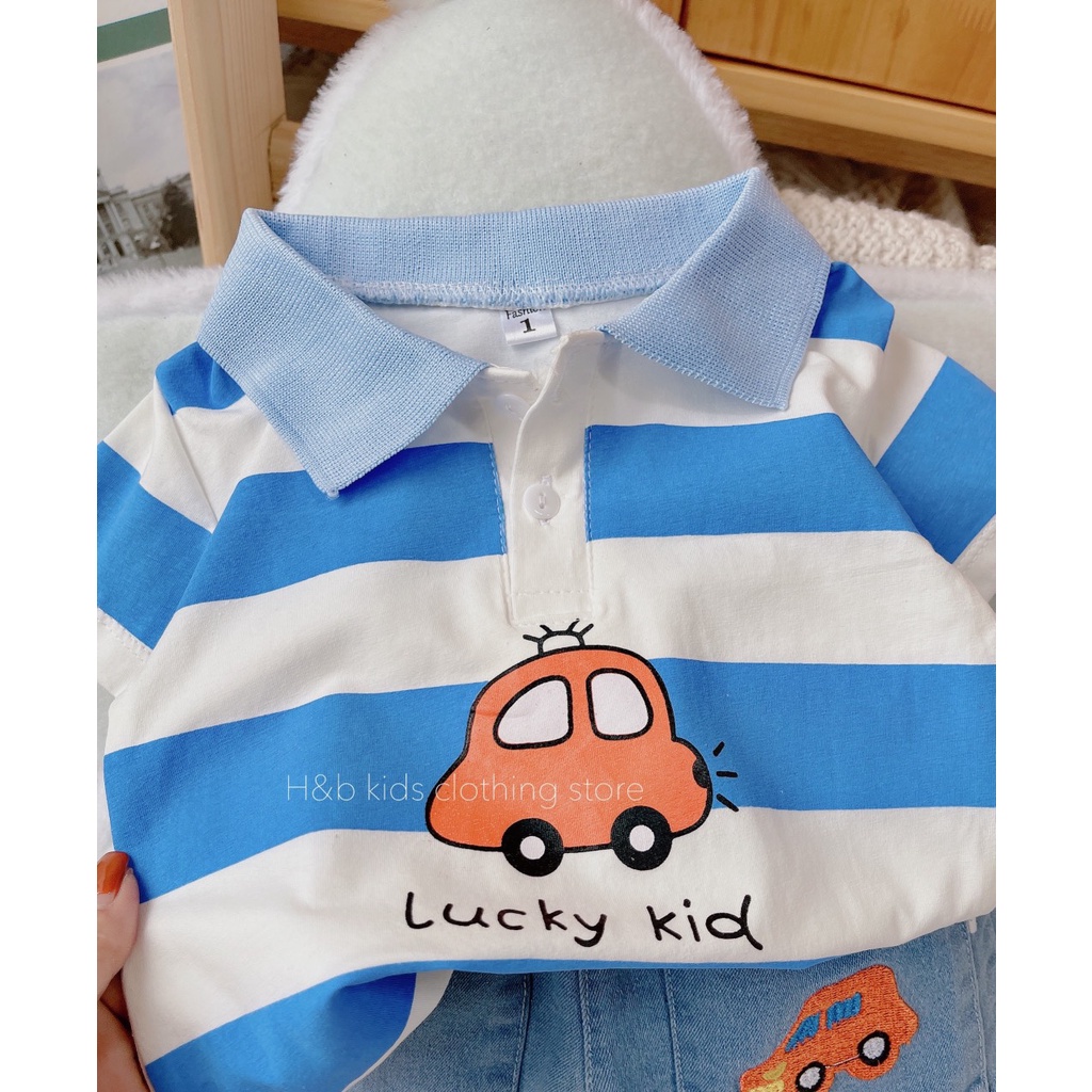 [Video thật] Sét bé trai công tử, áo thun kẻ quần jean phong cách Hàn Quốc cực yêu (8-22kg)