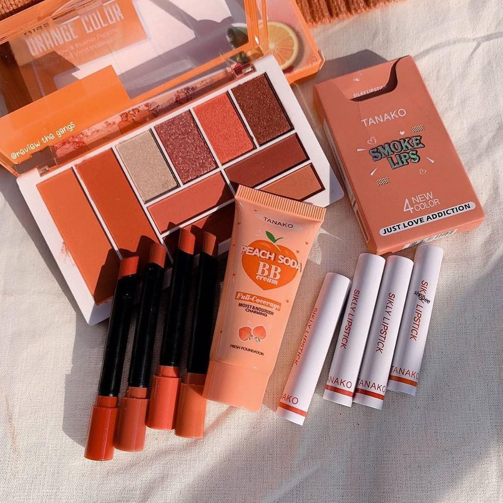 COMBO Bảng Phấn Mắt + Kem nền + Sét son Mini 4 cây siêu kute KP818