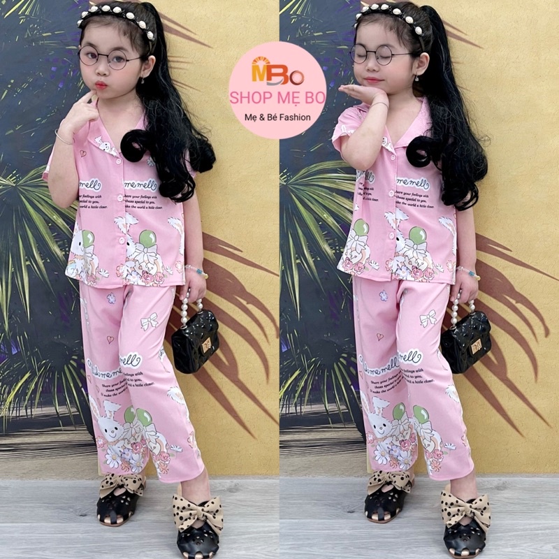 Bộ Pijama Bé Gái dài tay Sọc Caro chấm bi