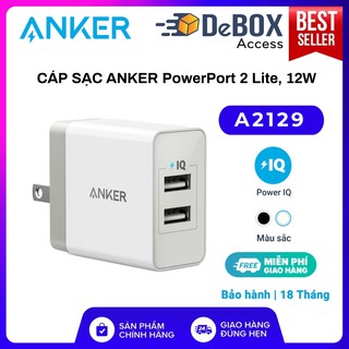 Sạc Anker 2 Cổng, 12w - [PowerPort 2 Lite, 2 x IQ port] - A2129 Bảo hành 18T chính hãng