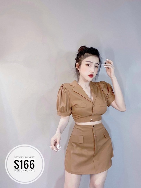 Sét áo kiểu vest + chan váy A bigsize 55kg-95kg