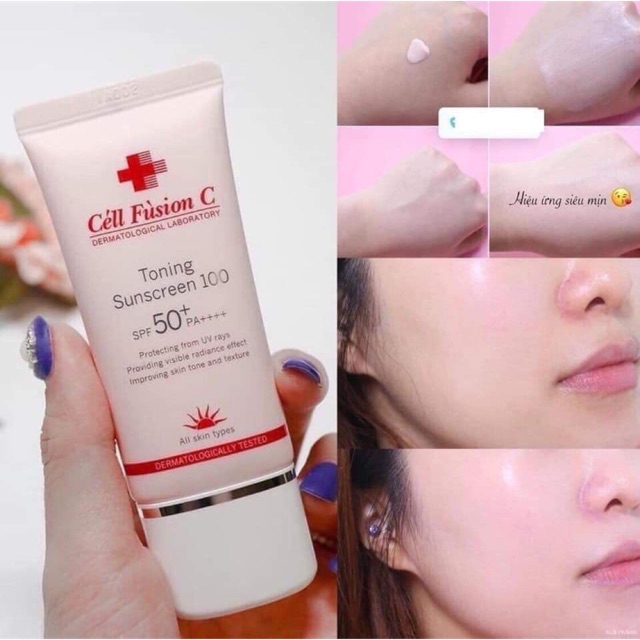 Combo 10 KEM CHỐNG NẮNG #CELL_FUSION C #TONING SUNCREEN 100 SPF 50+, PA++++