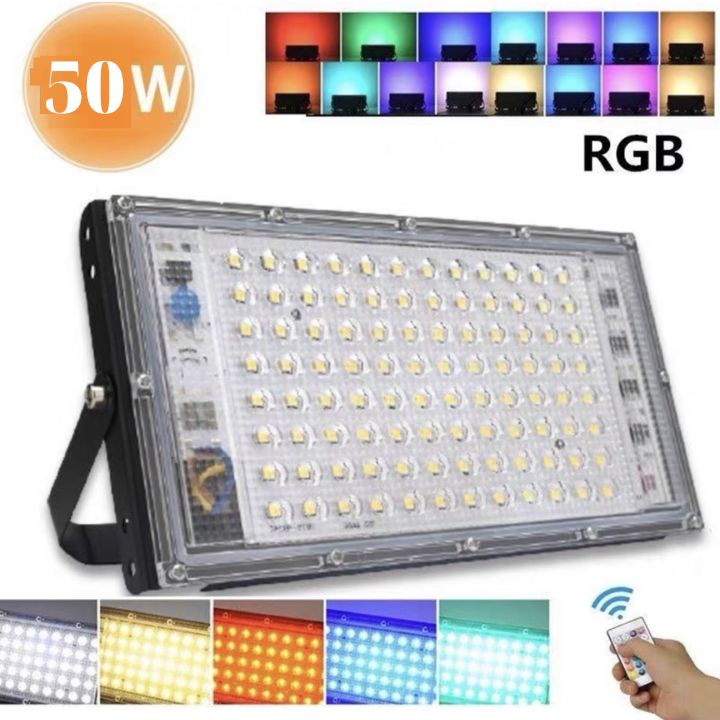 Đèn led pha đổi màu rgb có điều khiển nháy 7 màu kháng nước ip66 ngoài trời công trình sân vườn