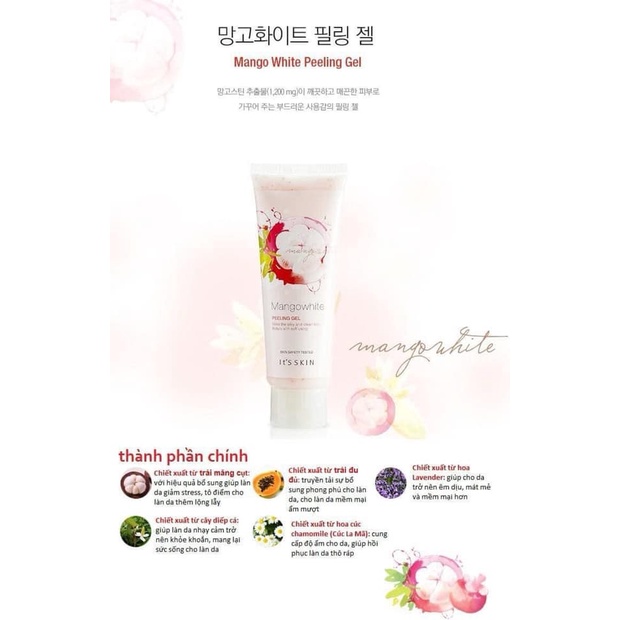 Gel Tẩy Tế Bào Chết Giúp Thông Thoáng Lỗ Chân Lông Chiết Xuất Măng Cụt It's Skin Mangowhite Peeling Gel 120ml