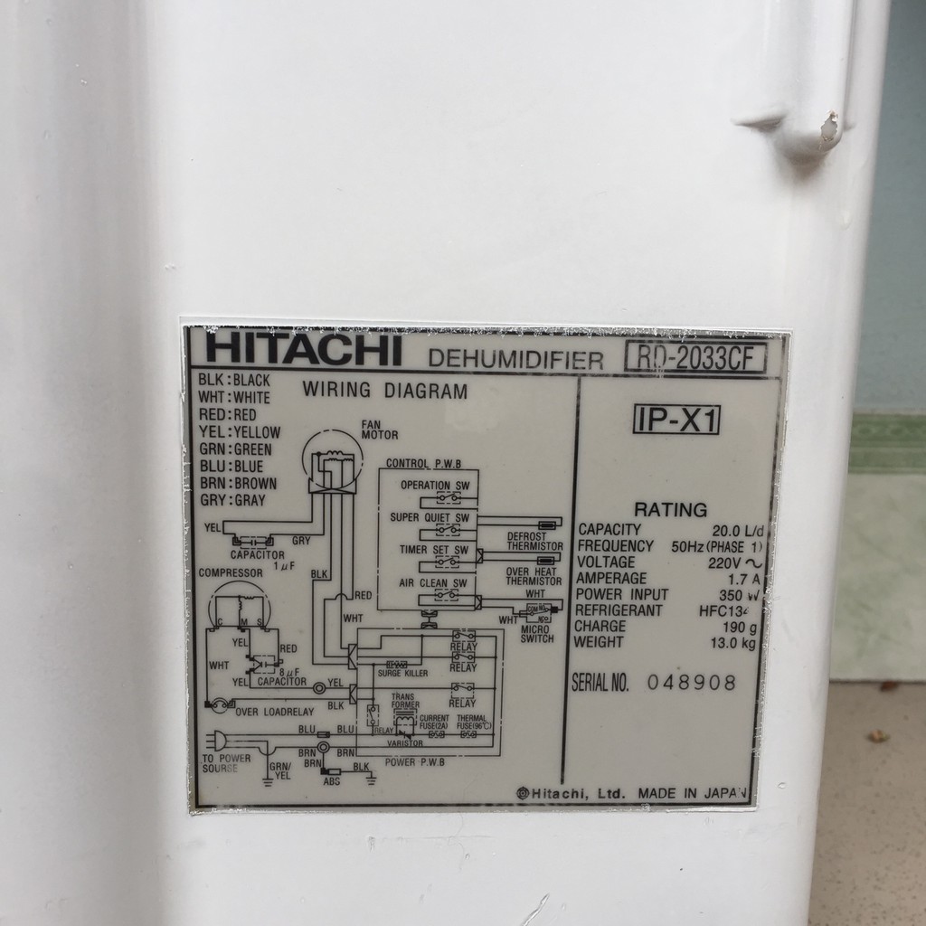 MÁY HÚT ẨM HITACHI RD-2033CF Made in Japan