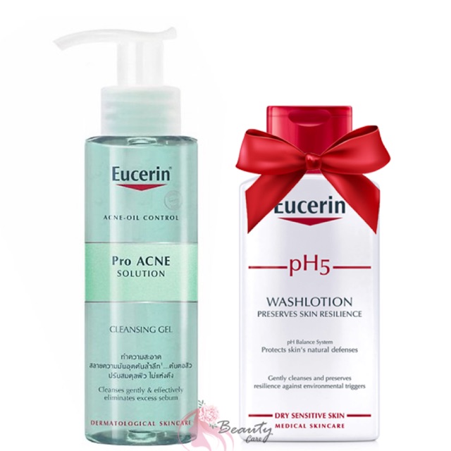 ✅ Eucerin Sữa Rửa Mặt Dạng Gel Dành Cho Da Nhờn Mụn ProAcne Cleansing Gel 200ml Tặng Sữa tắm Eucerin pH5 200ml