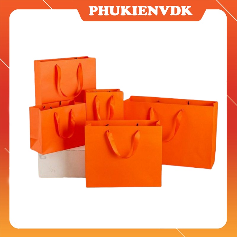 Túi đựng quà túi giấy cứng màu cam cao cấp có nhiều size
