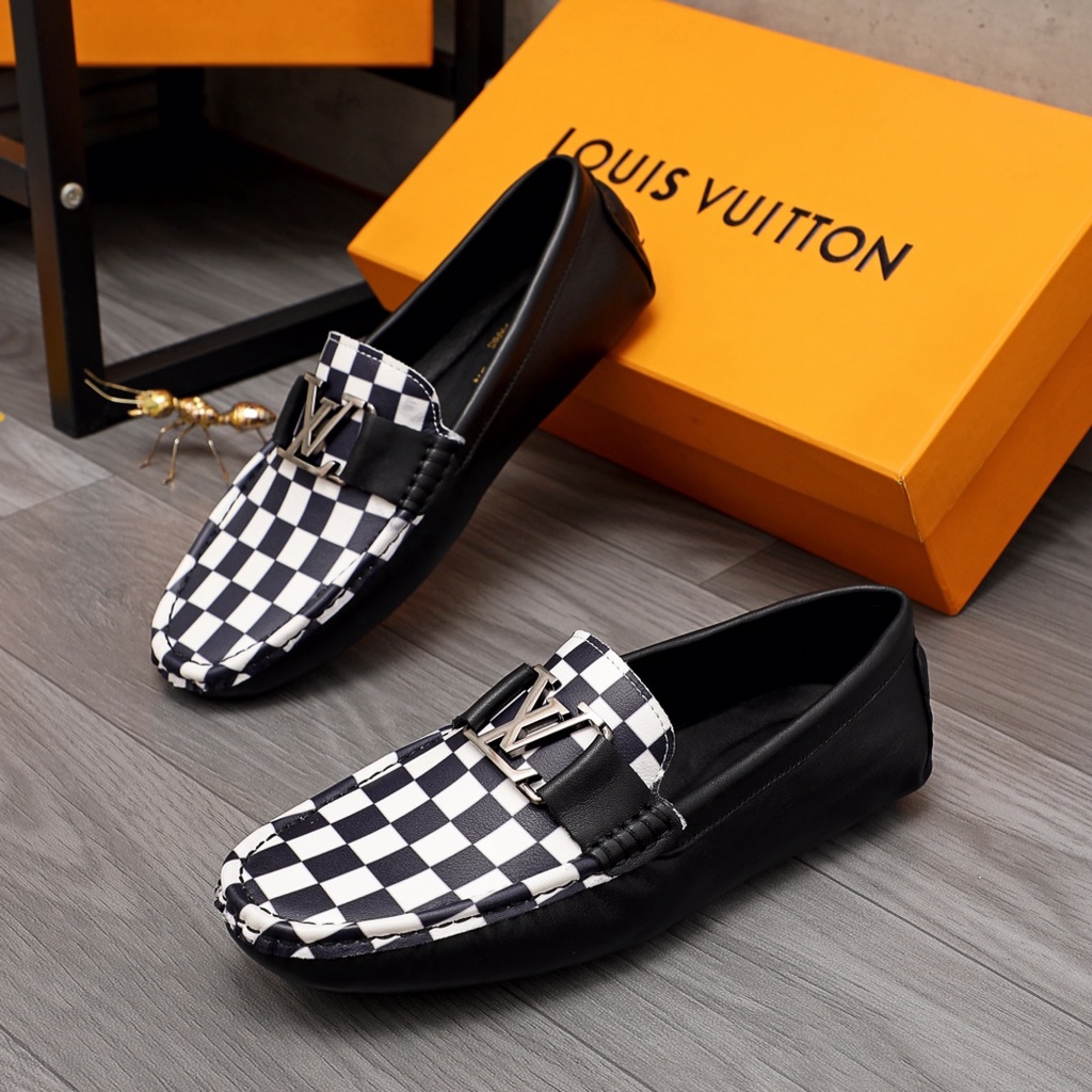 Giày tây lười nam da thật thời trang cao cấp Louis Vuitton LV thiết kế lịch lãm, mạnh mẽ