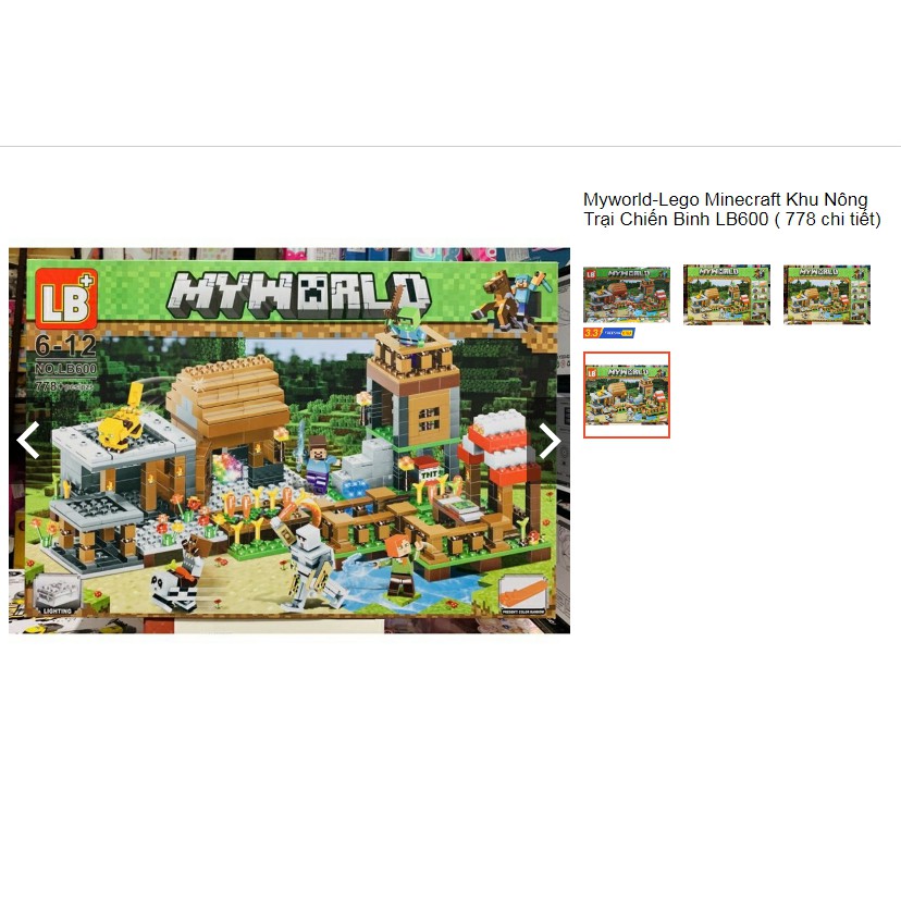 Bộ Lego lắp ráp xếp hình Myworld-Lego Minecraft Khu Nông Trại Chiến Binh LB600