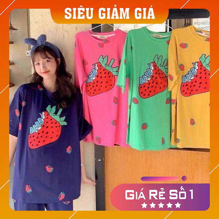 [Ảnh thật tự chụp] Đồ bộ dâu cực chất , thun cotton cực xinh giá cực sốc
