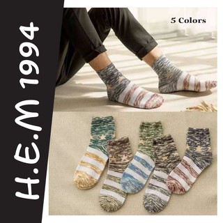 [Vớ Nam Nữ Cổ Cao] Tất Nam Nữ Cổ Cao Phong Cách Vintage Hàn Quốc vân nhiều màu TDAI01-VAN