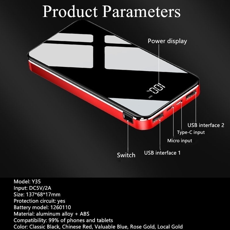 Sạc dự phòng 30000mah ​Không thấm nước Sạc Dự Phòng Không Dây sạc nhanh một chiều |KhanhSky