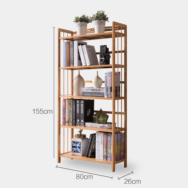 Kệ sách/trang trí bằng tre 5 tầng 80x26x155