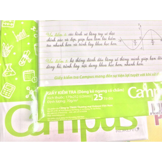 Giấy kiểm tra Campus có chấm- không chấm 1 túi 25 tờ đôi
