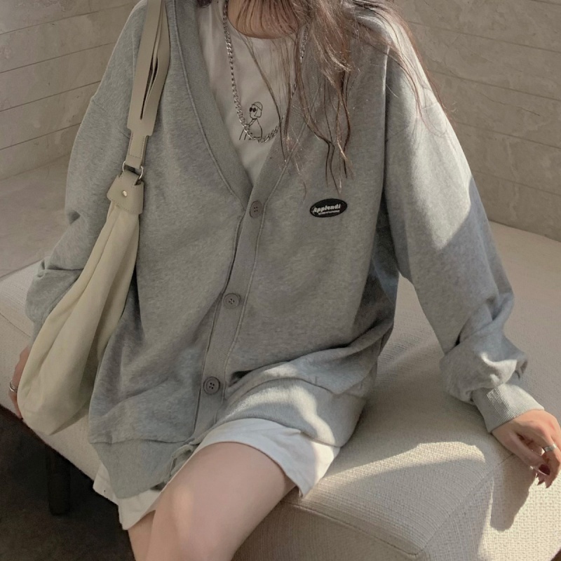 Áo Sweater Dáng Rộng Cổ Chữ V Gài Nút Phong Cách Hàn Quốc Thời Trang Mùa Thu Cho Bạn Nữ | BigBuy360 - bigbuy360.vn