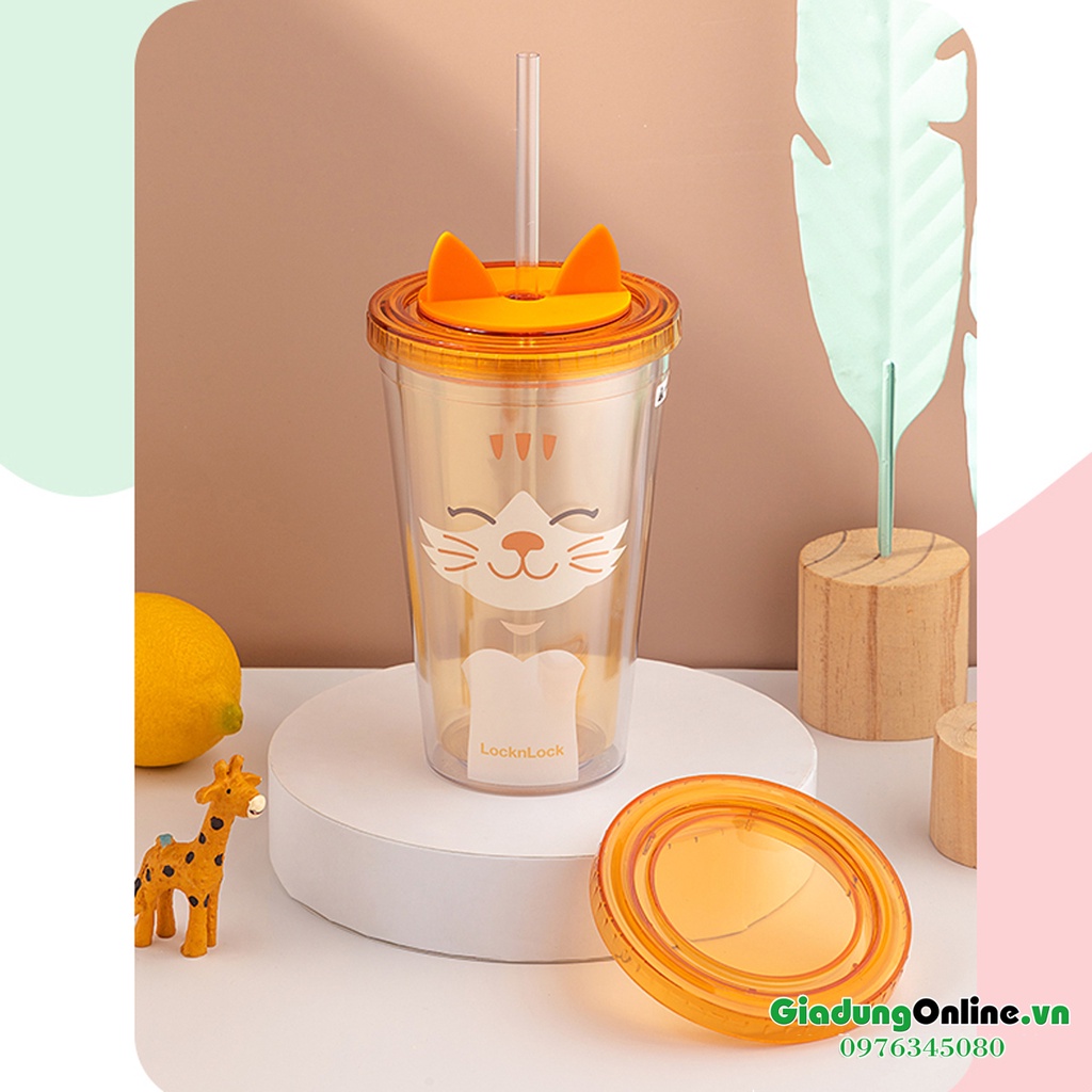 Ly nhựa 2 lớp Animal LocknLock [Lock&amp;Lock] Double Wall Cold Cup 520ml HAP511 - HAP512 - Larva Store
