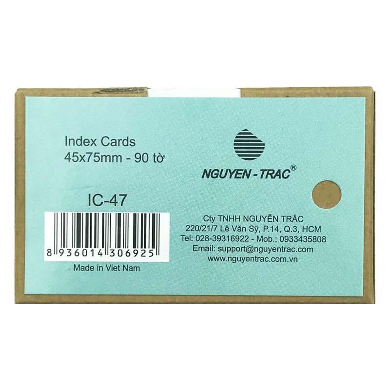 Index Cards Nguyễn Trắc 45x75mm - 90 Tờ IC-47