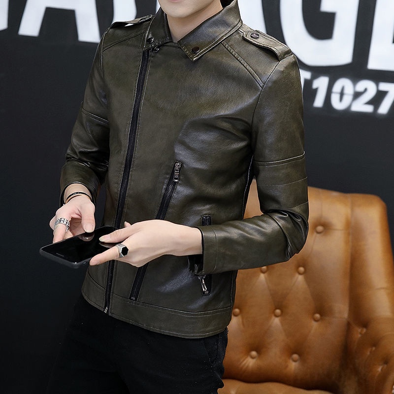 Áo Khoác Da Lót Nhung Phong Cách retro Thời Trang Xuân Thu Cho Nam