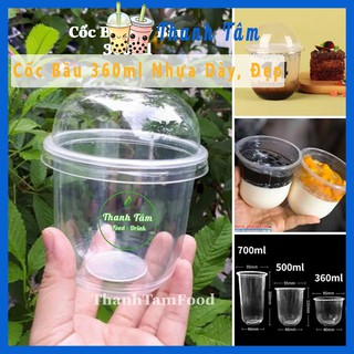 Cốc Bầu 360ml Kèm Nắp Cầu  Dùng Để Đựng Chè, Tàu Hũ, Trà sữa, Flan -ThanhTamFood