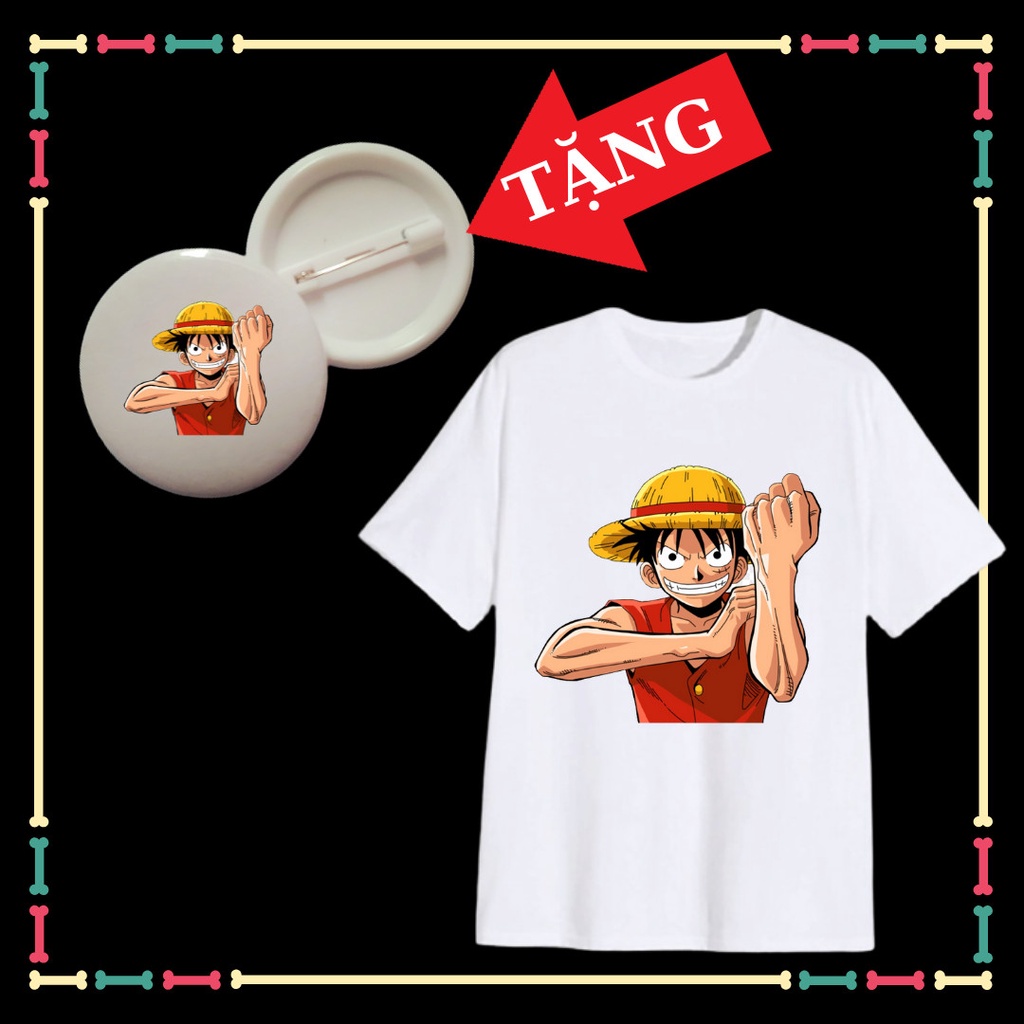 Áo thun One Piece Luffy cute form áo rộng thoải mái đủ size áo từ 10kg đến 90kg Tặng HUY HIỆU One Piece Luffy