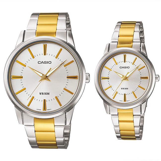 Đồng hồ đôi nam nữ dây kim loại Casio Anh Khuê MTP/LTP 1303SG-7A