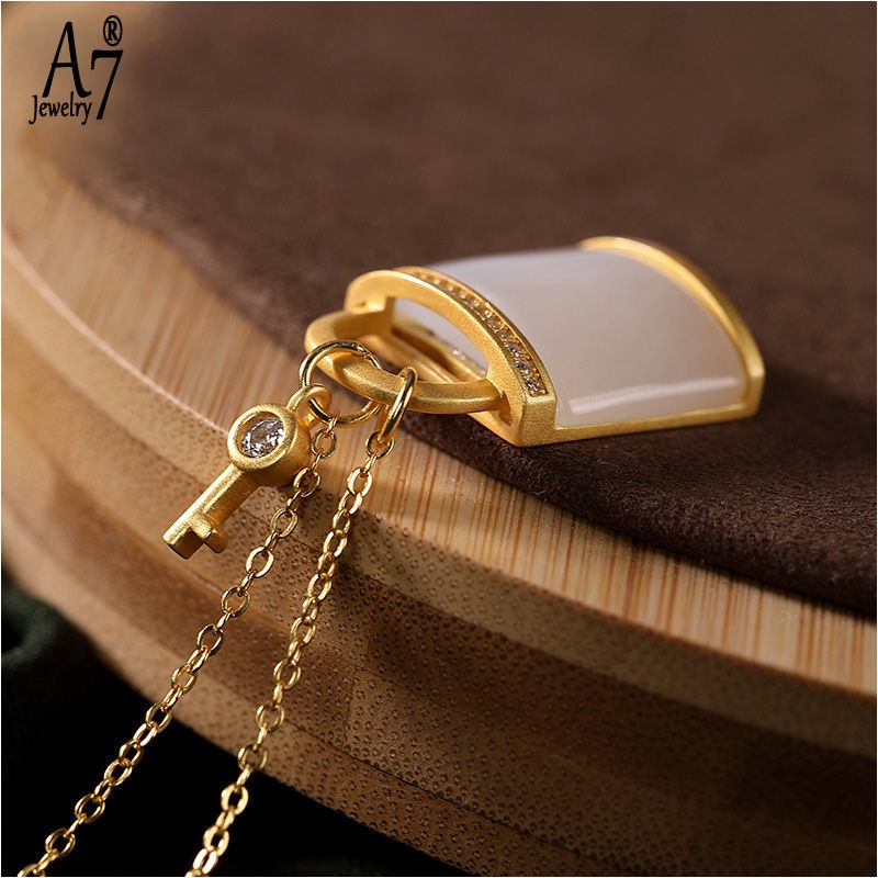 Bộ Vòng cổ Bạc S925 Mặt Ngọc Bích Trắng Cổ Điển Lâu Trôi Nhiều Màu Sắc Tùy Chọn Cho Nữ