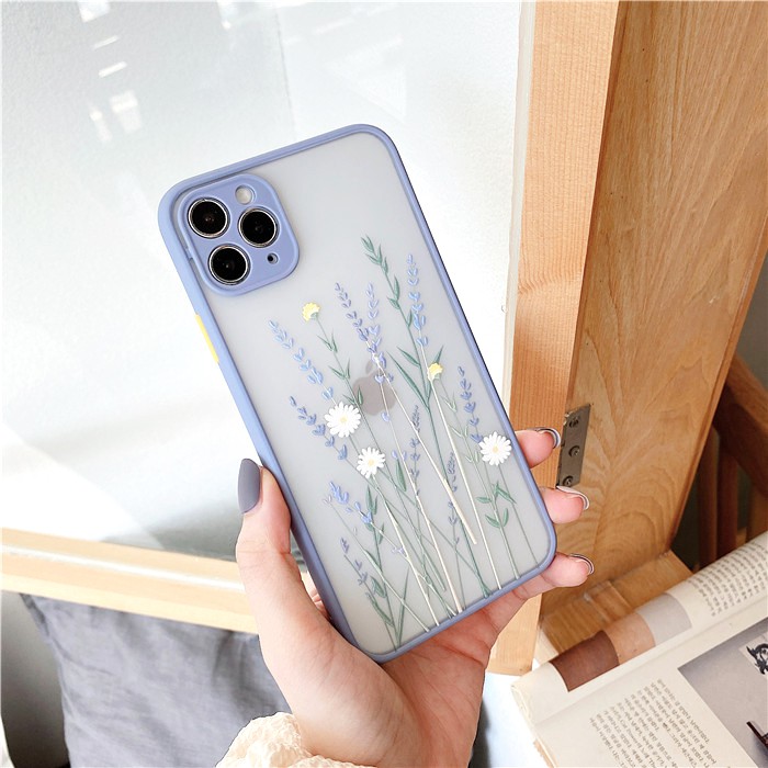 Ốp lưng iphone Lavender nhám viền nổi cong 6/6plus/6s/6splus/7/7plus/8/8plus/x/xr/xs/11/12/13/pro/max/plus/promax