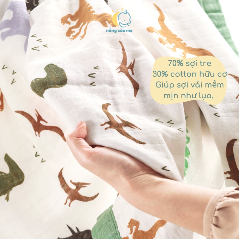 Chăn Sợi Tre Cao Cấp 4 Lớp 1m2x1m2 mềm mịn mát tay hợp đắp phòng điều hoà - Nắng Của Mẹ _CHAN4LOP