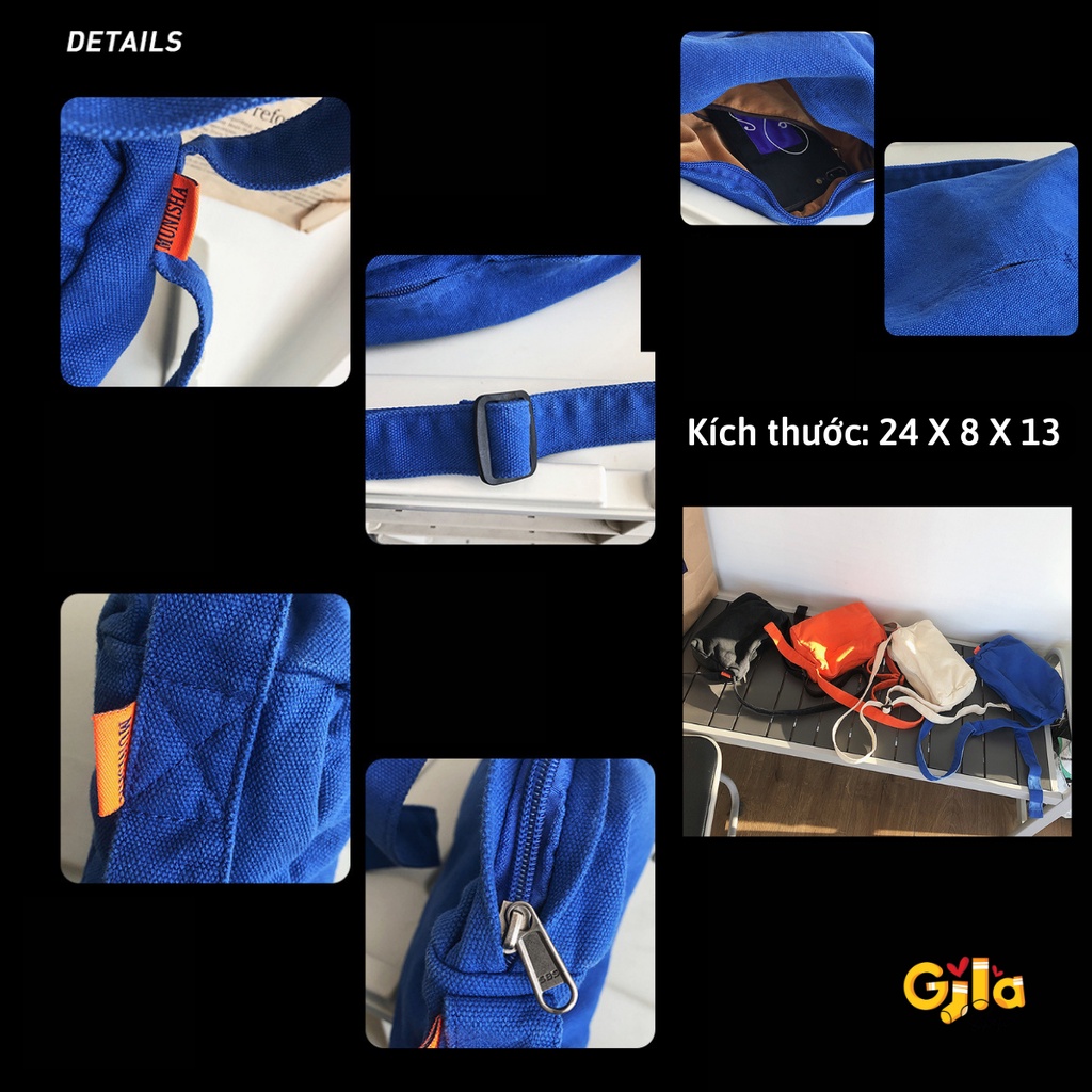 Túi đeo chéo kaki hình chữ nhật size nhỏ