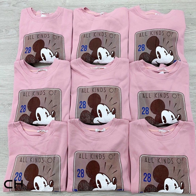 Áo nỉ hồng mickey