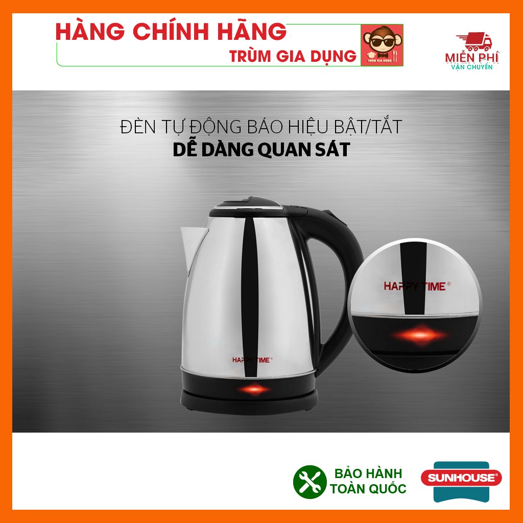 ẤM SIÊU TỐC, BÌNH ĐUN SIÊU TỐC SUNHOUSE HTD1081, INOX 2 LỚP CHẤT LƯỢNG CAO, ĐUN SÔI NHANH CHÓNG.