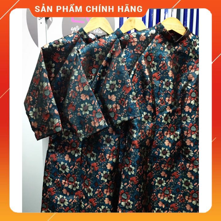 ÁO DÀI CÁCH TÂN GẤM HOA XANH ⚡️HÀNG THIẾT KẾ⚡️ may sẵn sang trọng,trẻ trung