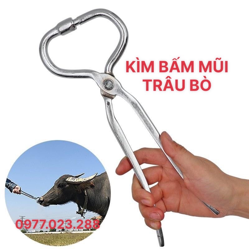 Kìm bấm mũi cho trâu, bò tiện dụng - Vòng xỏ mũi gia súc - Hà Vân Store
