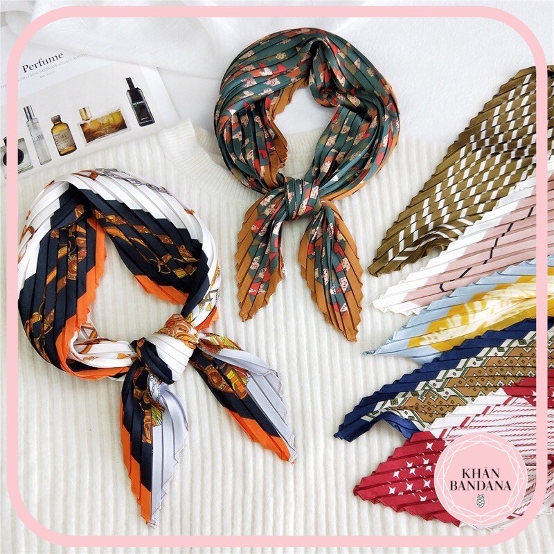 Khăn bandana làm áo turban choàng cổ xếp li dễ thương