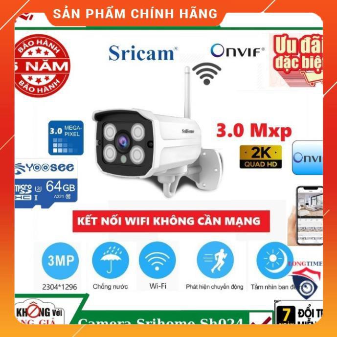 Camera wifi ngoài trời Srihome Sh024 , phát hiện chuyển động , chế độ offline tiện dụng AP hotspot , camera ip , camera