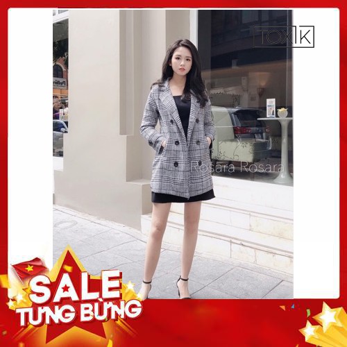 Áo khoác dạ kẻ vải dạ hàn cao cấp trẻ trung sang trọng (hàng loại 1 có đai tay) | BigBuy360 - bigbuy360.vn