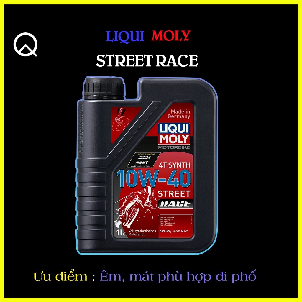 Dầu Nhớt Tổng Hợp Cao Cấp- Nhớt Liqui Moly Race Street 10W-40 êm mát máy thể tích 1L cho xe số xe côn tay.