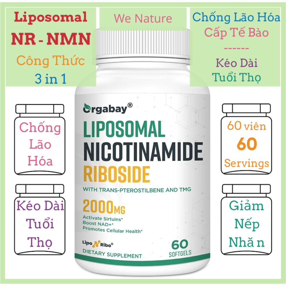 Viên Liposomal NR - NAD Plus - NMN 2000mg - 60 Viên - Chống Lão Hóa - Sửa Chữa Tế Bào - Nicotinamide Riboside